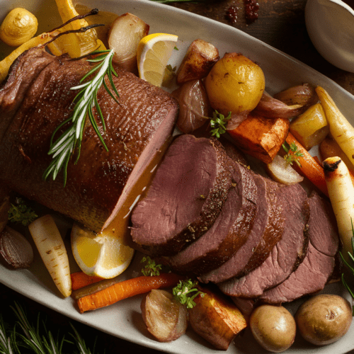 Roast Haunch of Venison Recipe with Rosemary and Root Vegetables